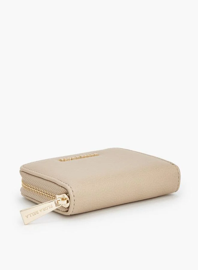 Flora Bella By Shoexpress Beige Textured Wallet With Zip Closure for Women | Best Price UAE